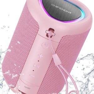 Portable Bluetooth Speaker with Lights, Powerful Crystal Clear Sound, IPX5 Waterproof, All Day Playtime, AUX&TF-Card Input, Bluetooth 5.3, TWS Paring, Small Wireless Speaker for Outdoor, Gift Ideas